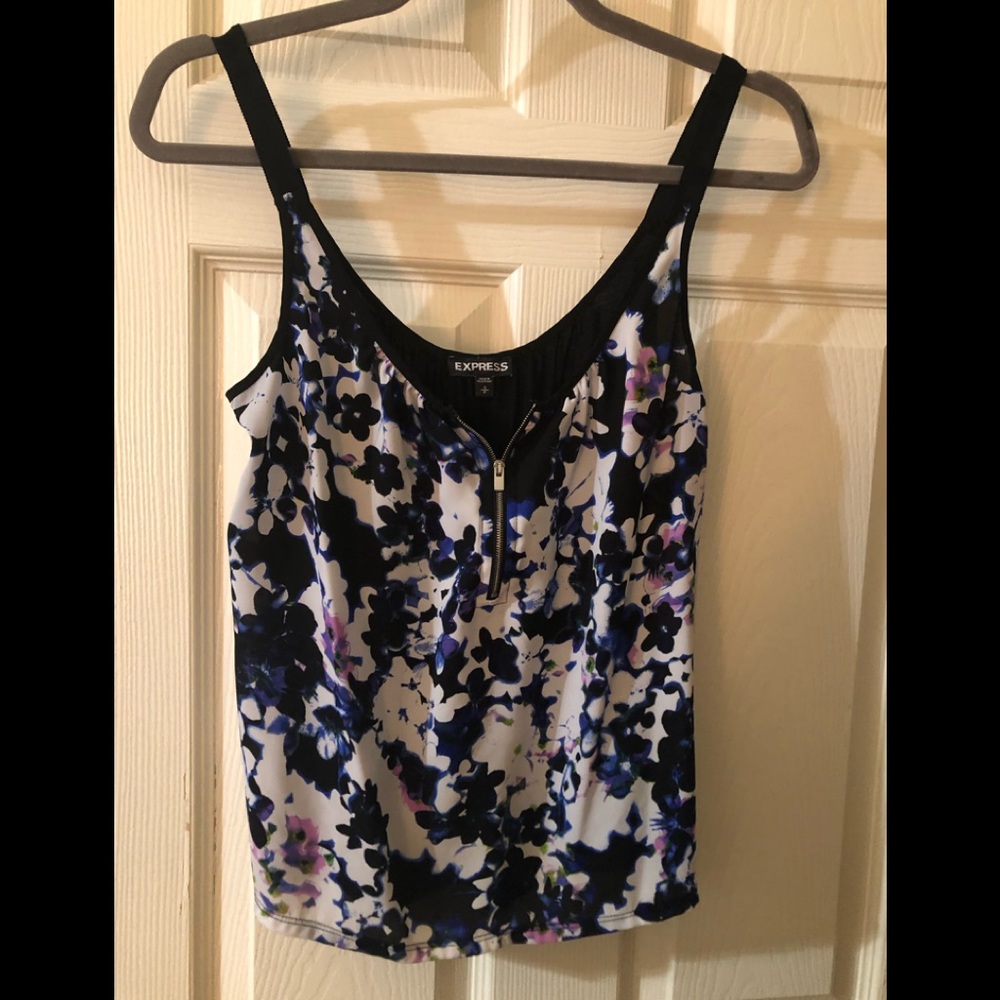 Express Small/Petite Bright Multi-Color Polyester Ladies Tank Top
